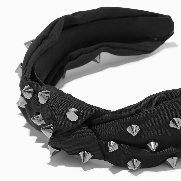 Silver Spike Black Knotted Headband,