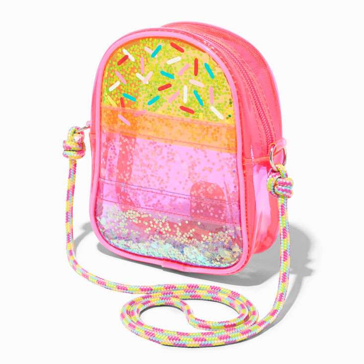 Claire&#39;s Club Trasnparent Popsicle Shaker Crossbody Bag,