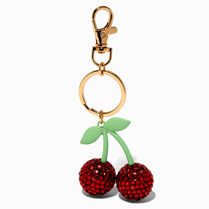 Embellished Cherries Gold-tone Keychain,