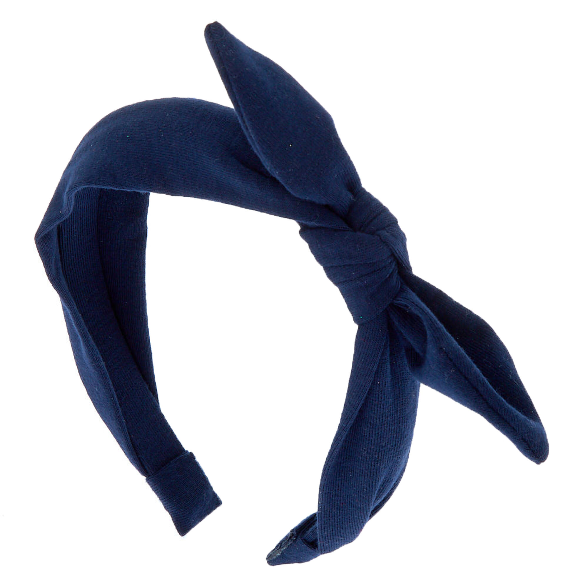 View Claires Knotted Bow Headband Navy information