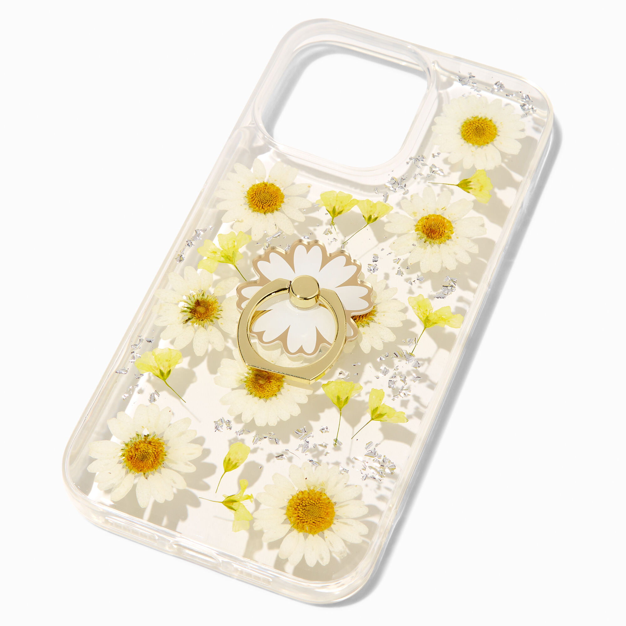 Claire's Coque de protection pour portable avec support anneau marguerite - Compatible avec iPhone® 14 Pro Max