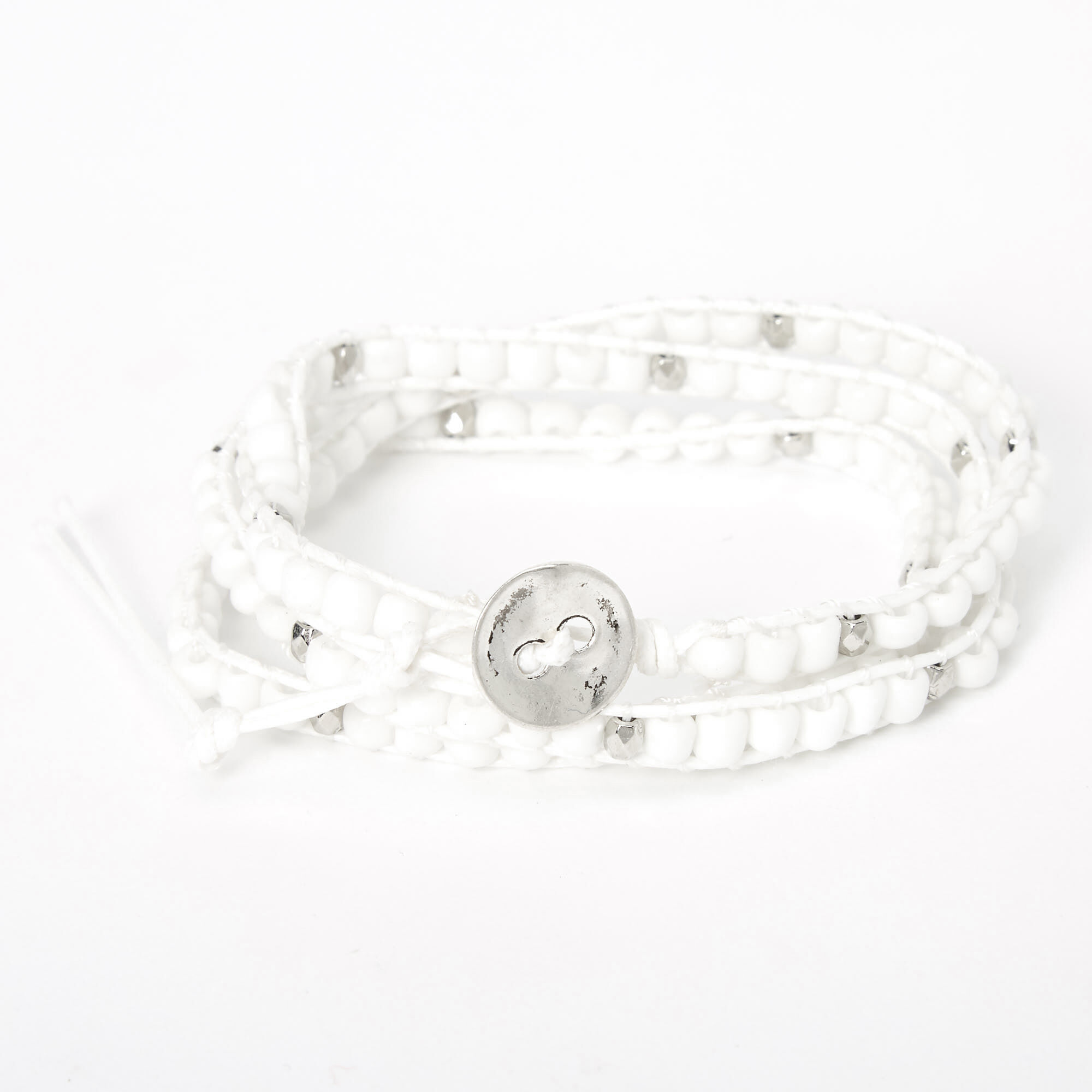 Beaded Wrap Bracelet - White,