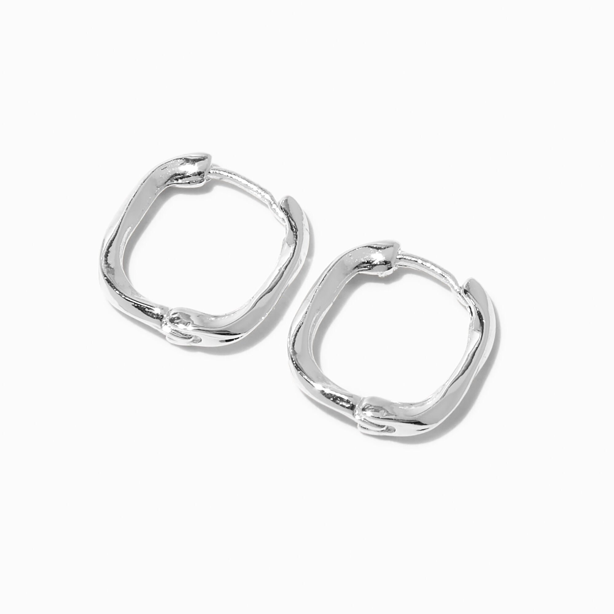 View Claires Tone Molten 15MM Huggie Hoop Earrings Silver information