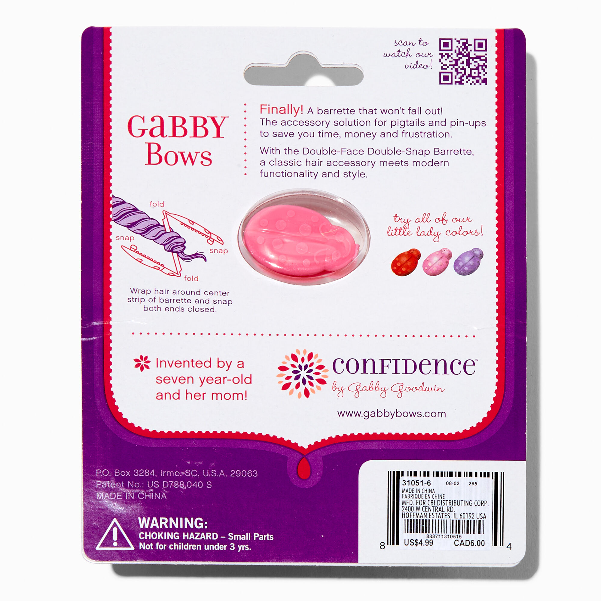 Confidence™ by Gabby Goodwin Gabby Bows Pink Little Lady Double-Faced Double Snap Hair Clips - 10 Pack,