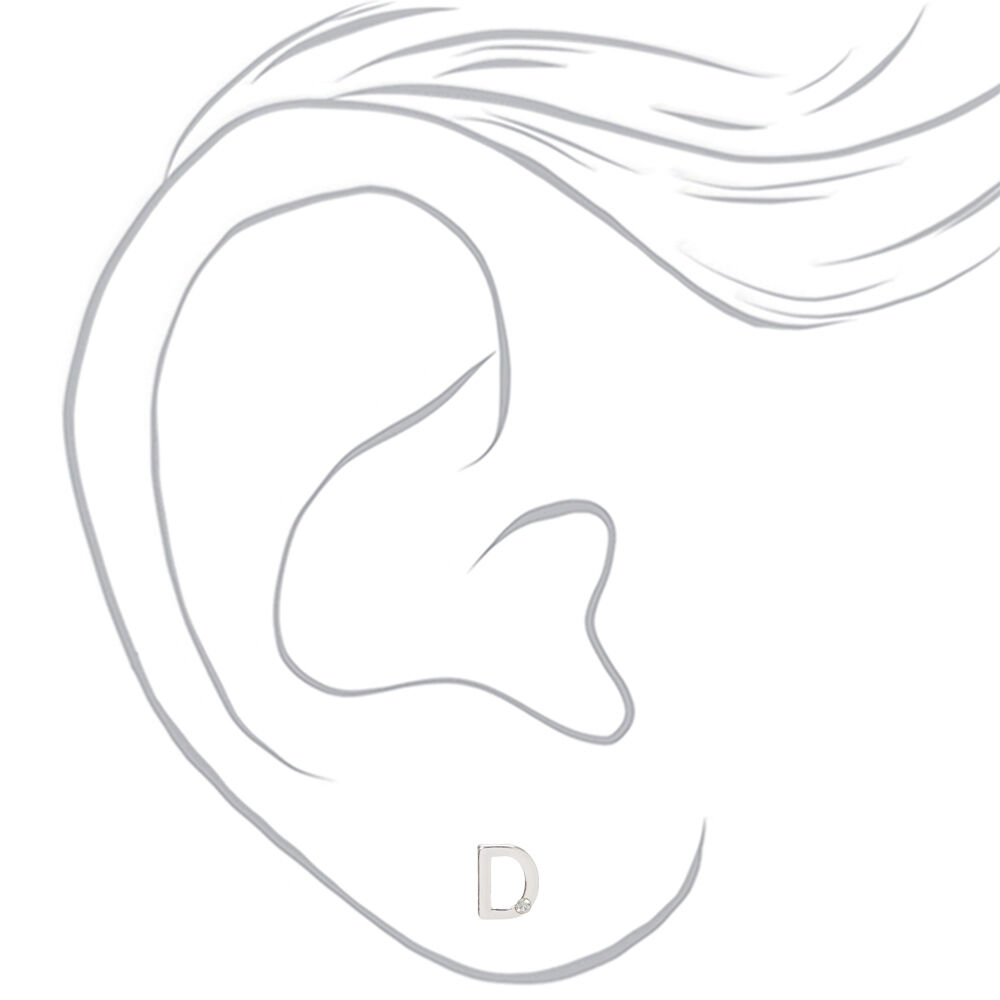 Silver Rainbow Initial Jewellery Gift Set - D, 4 Pack,
