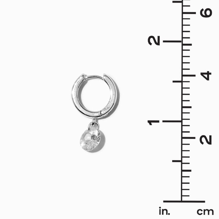 Silver-tone Cubic Zirconia 10MM Huggie Hoop Earrings,