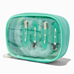 Mint Green Scrunchie &amp; No-Crease Hair Clip Makeup Bag Set,
