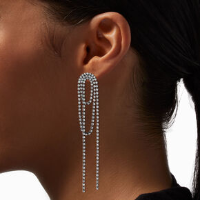 Hematite Crystal Loopy Lasso 4&quot; Drop Earrings,