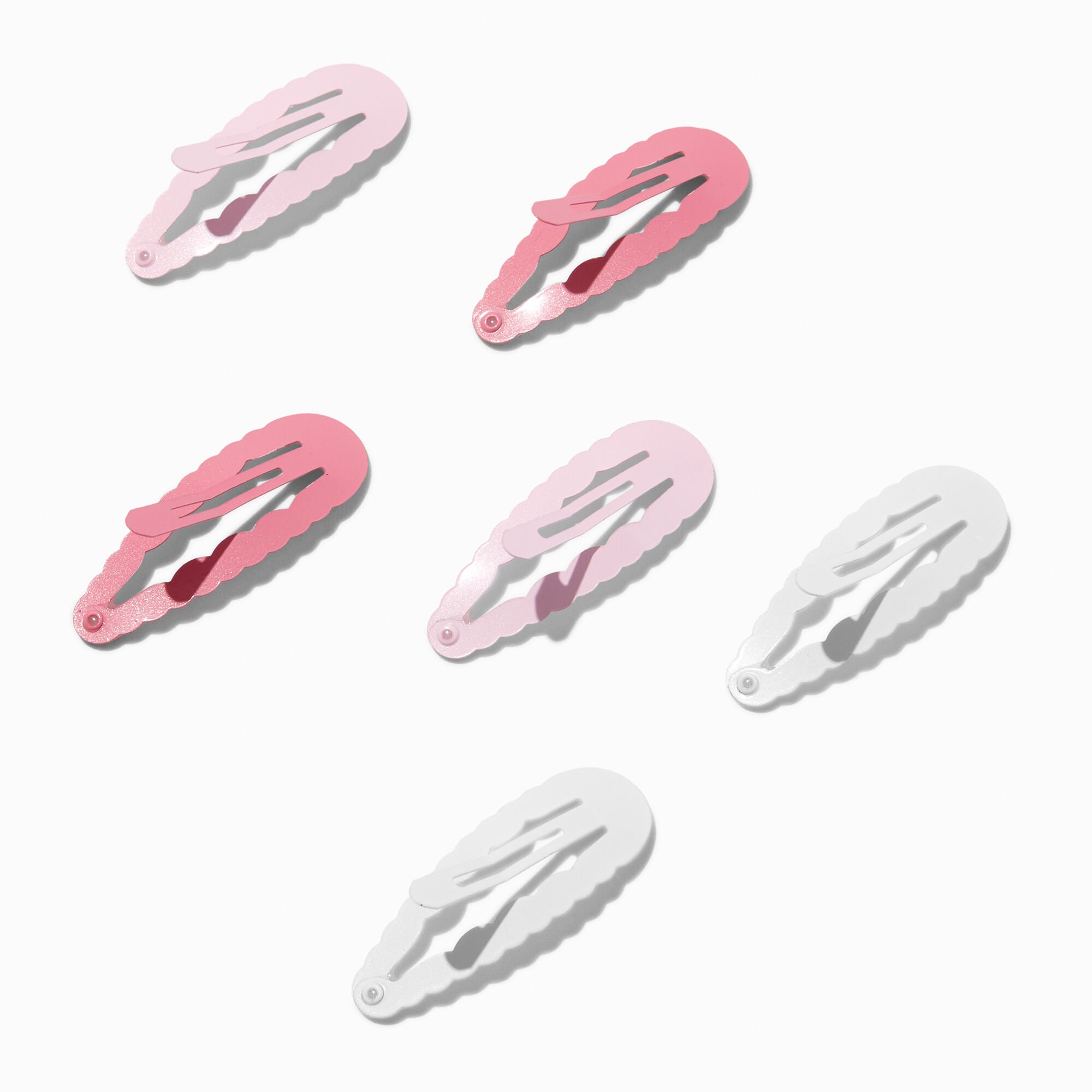 Claire's Club Pink Scalloped Snap Hair Clips - 6 Pack,