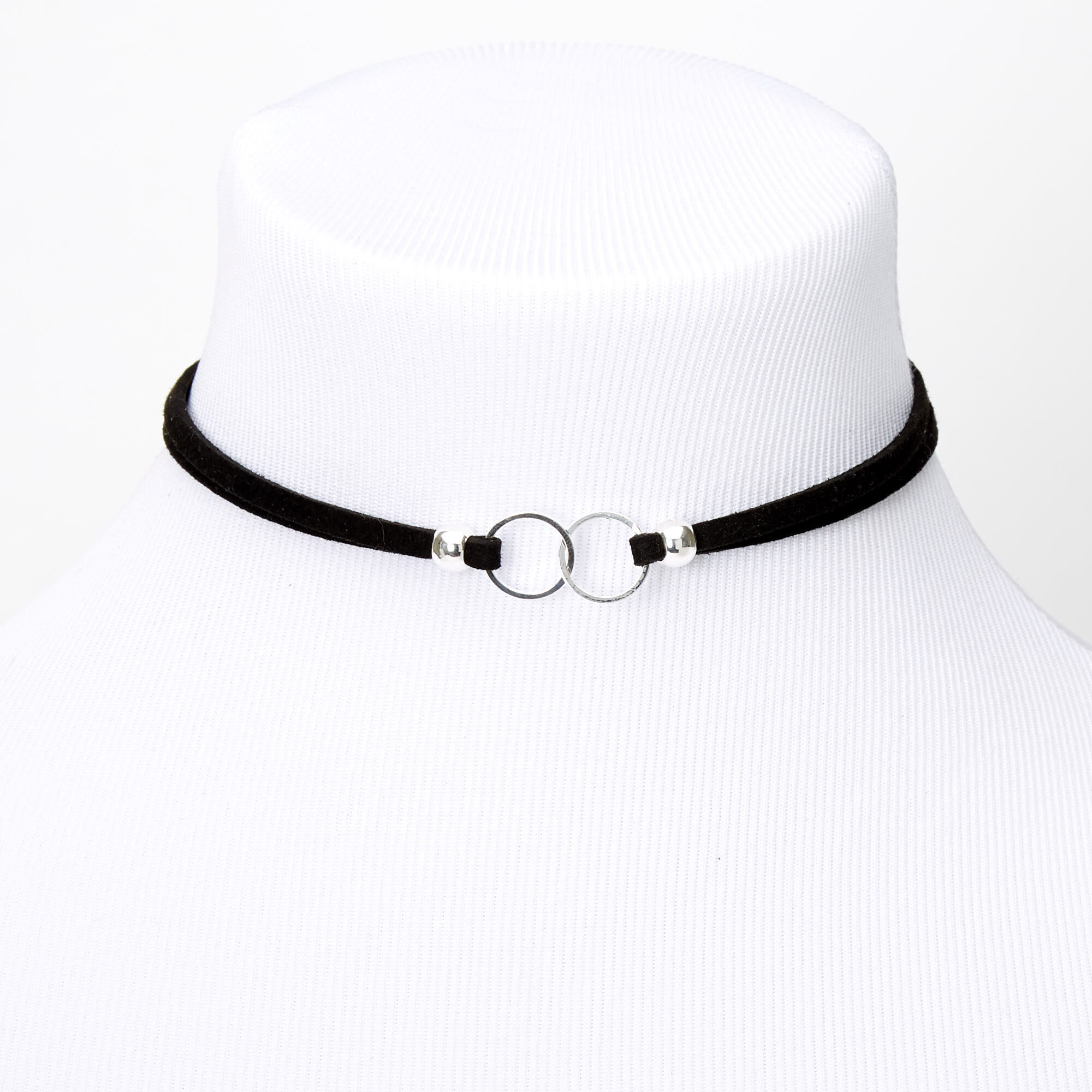 Double Circle Ring Choker Necklace Black Claire s