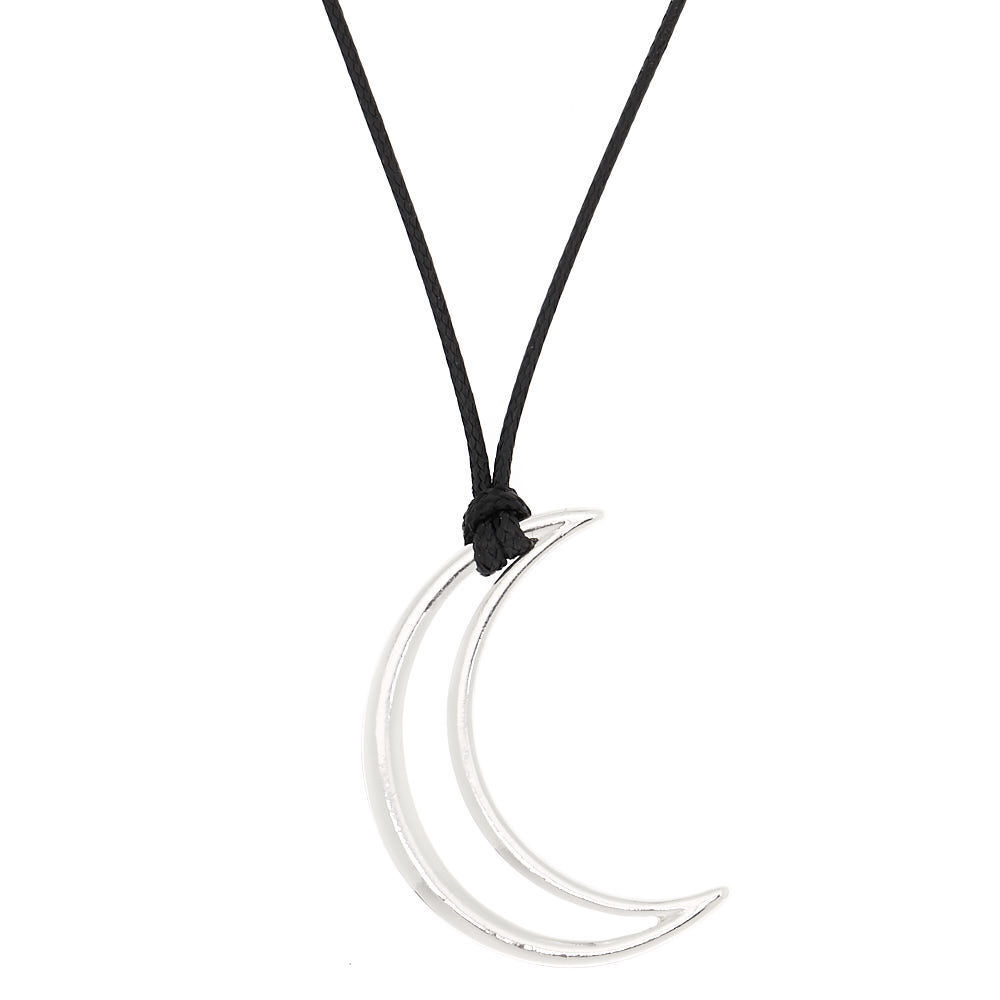 Silver Moon Long Pendant Necklace,