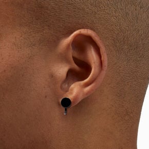 Black Button Clip-On Stud Earrings,