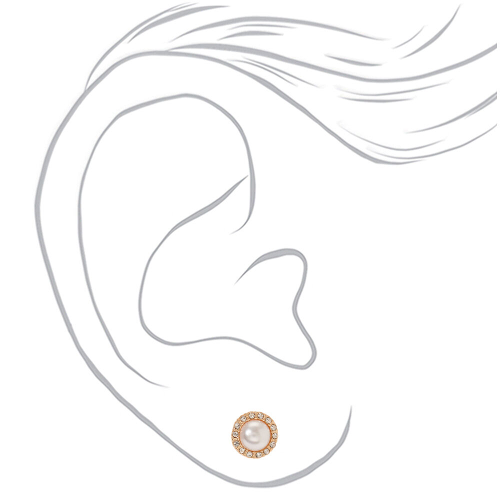 Gold & Pearl Stud Earrings,