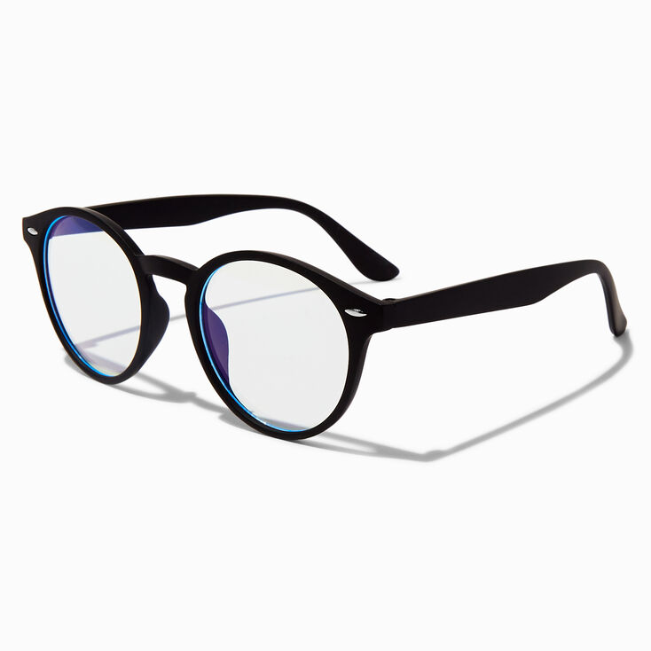 Solar Blue Light Reducing Round Retro Clear Lens Black Frames,