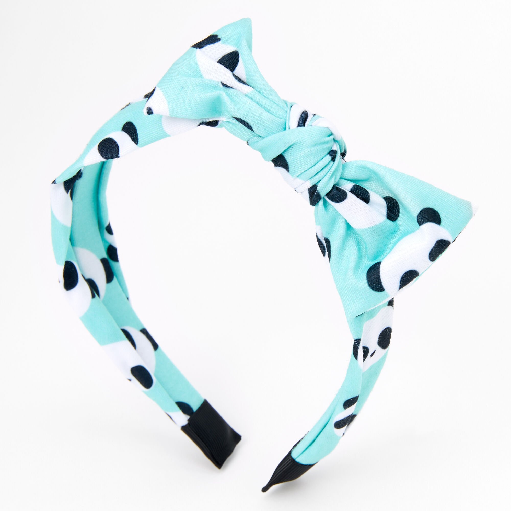 Claire's Club Panda Print Bow Headband - Mint,