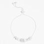 Silver-tone Crystal Fireball &amp; Pearl Bolo Bracelet,