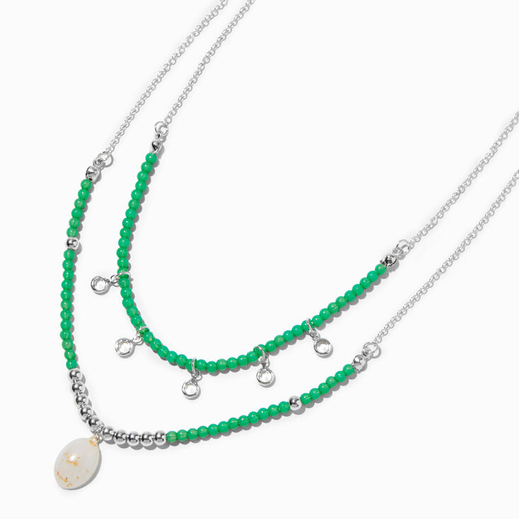 Green Beaded Multi-Strand Pearl Pendant Necklace