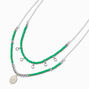 Green Beaded Multi-Strand Pearl Pendant Necklace ,