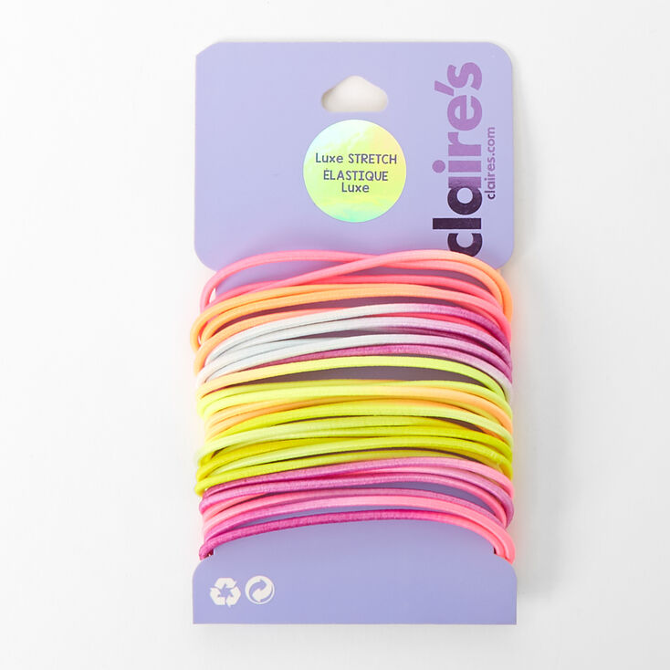 Luxe Elastic Hair Ties - Neon Brights, 30 Pack,
