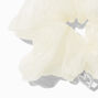 White Organza Heart Charm Hair Scrunchie,