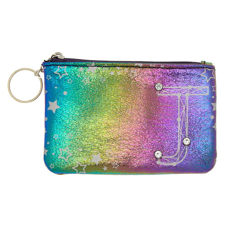 Rainbow Star Studded Initial Coin Purse - J,