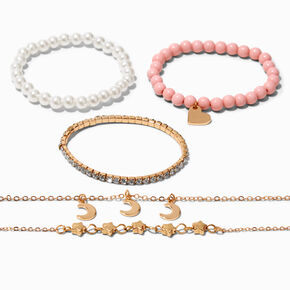Claire&#39;s Club Gold Star, Moon &amp; Heart Mixed Bracelets - 5 Pack,