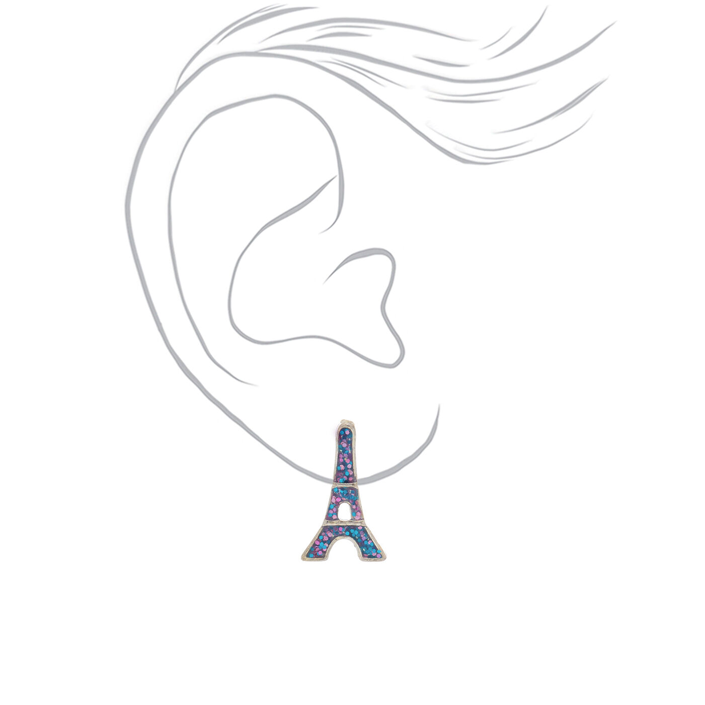 Glitter Eiffel Tower Stud Earrings Claire s