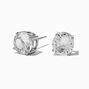 Silver-tone Stainless Steel Cubic Zirconia 8mm Basket Stud Earrings,