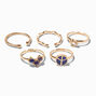 Gold-tone Mood Peace Sign Rings - 5 Pack ,