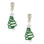 1&quot; Spiral Christmas Tree Clip On Drop Earrings - Green,
