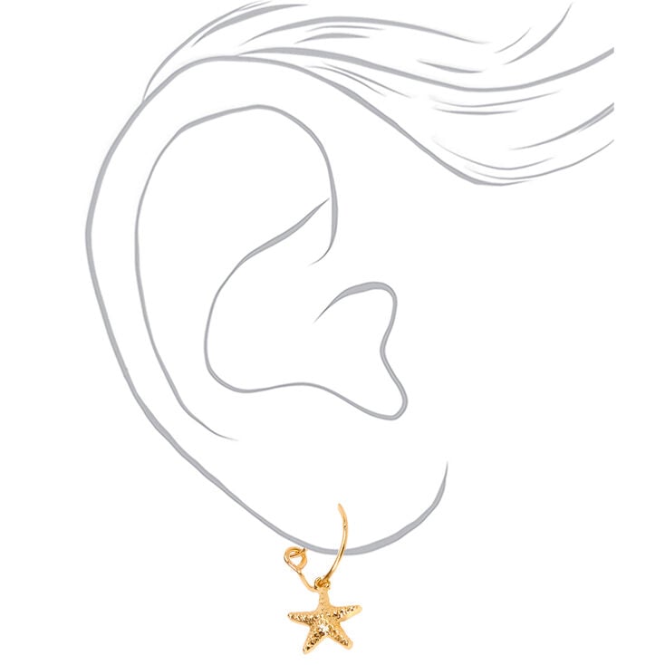 Boucles d&rsquo;oreilles diverses ambiance plage perles d&#39;imitation couleur dor&eacute;e - Lot de 6,