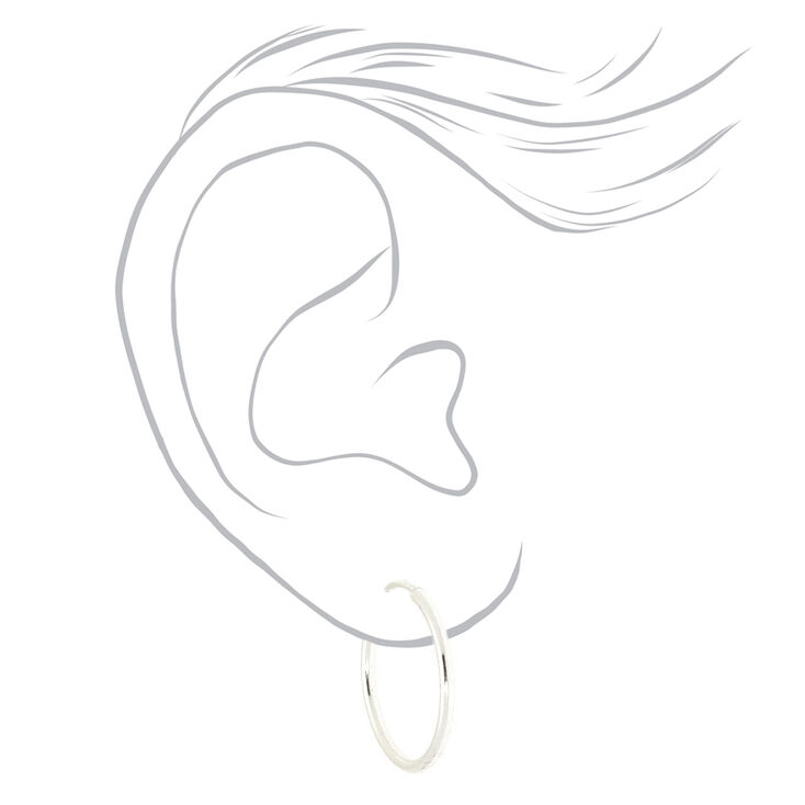 Silver Graduated Clip-On Hoop Earrings - 3 Pack,