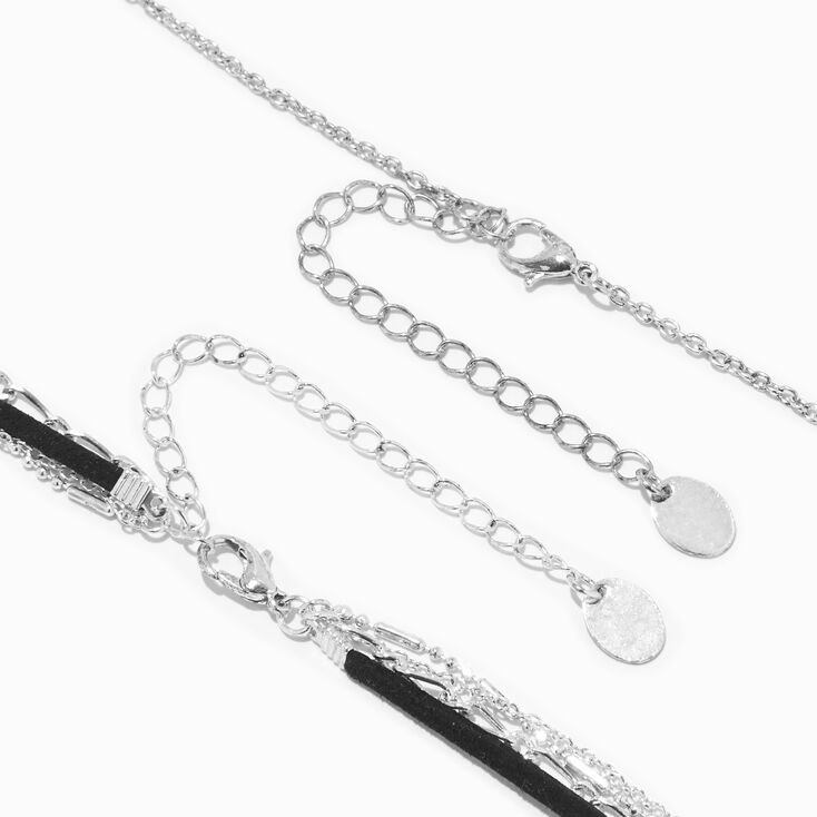 Silver Horn Multi-Strand Necklace Set - 2 Pack,