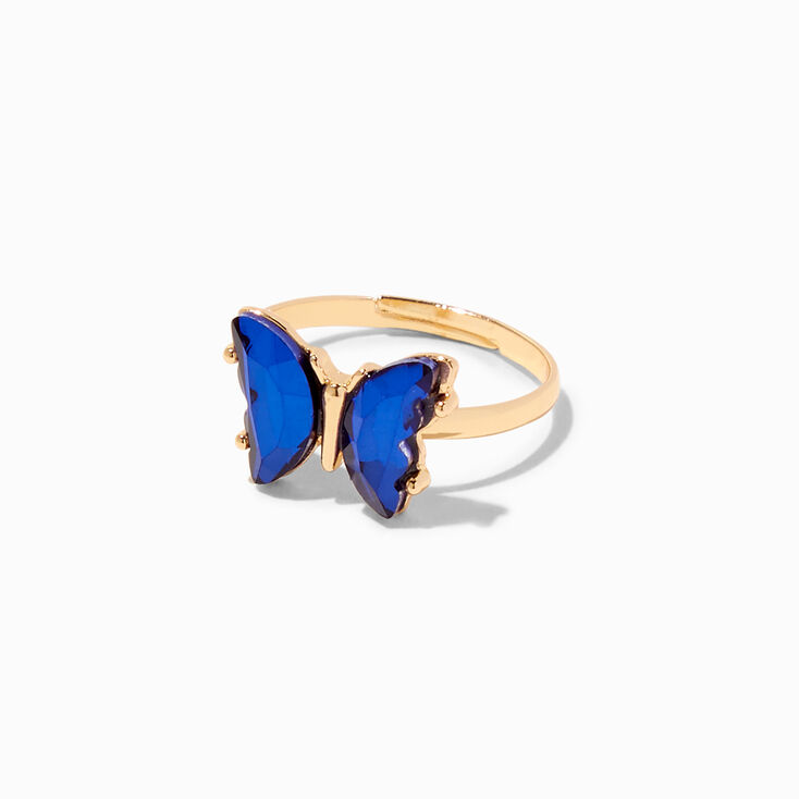 Butterfly Birthstone Gold Adjustable Ring - September,