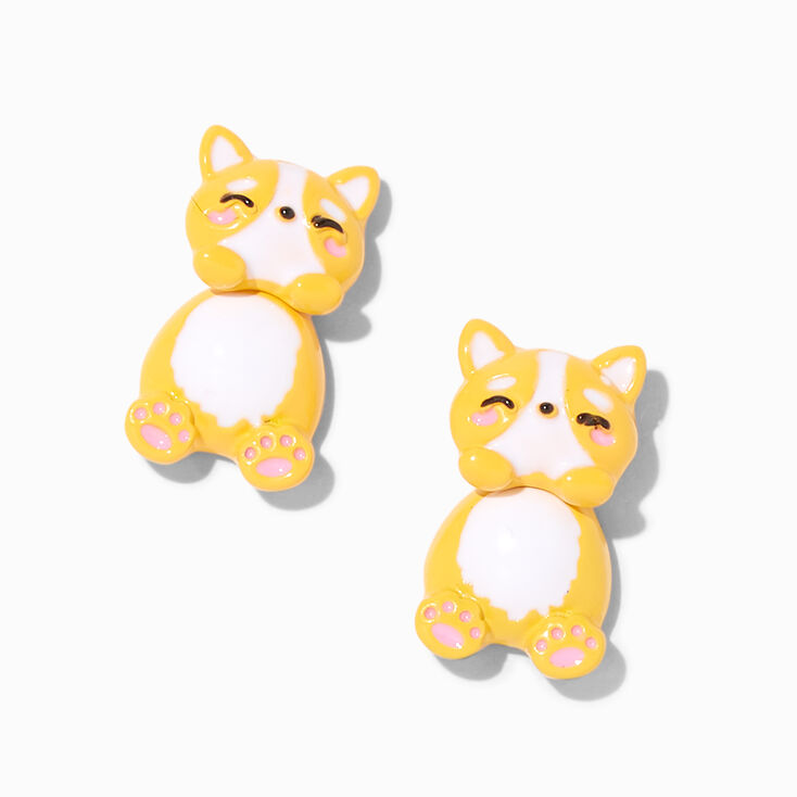 Yellow Corgi Front &amp; Back Earrings,