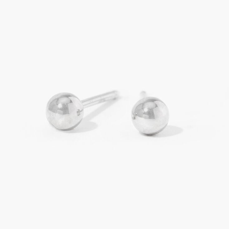 14kt White Gold 3mm Ball Studs Ear Piercing Kit with Ear Care Solution,