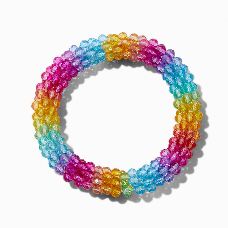 Claire&#39;s Club Rainbow Textured Stretch Bracelet,