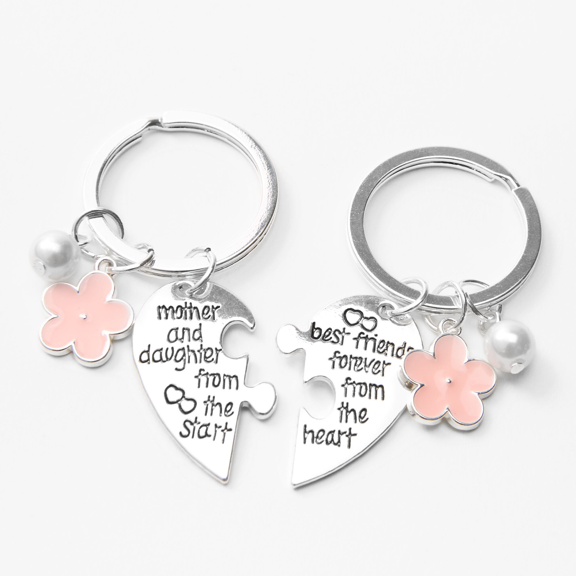 Clear AB Mom Mother & Daughter Best Friend BFF Mother's Day Heart Keychain Charm 