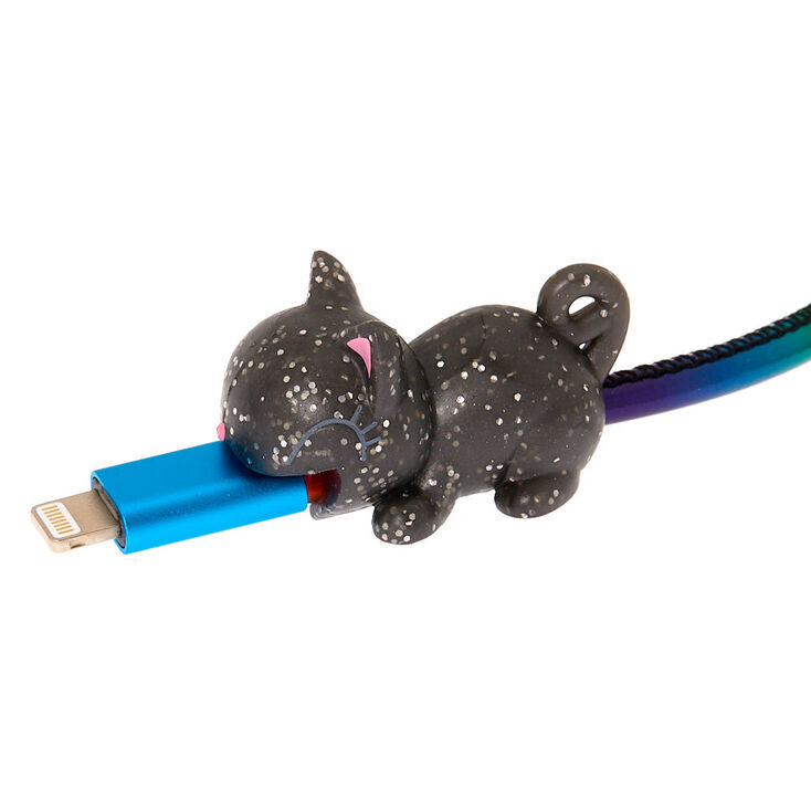 Glitter Cat Cable Critter - Black,