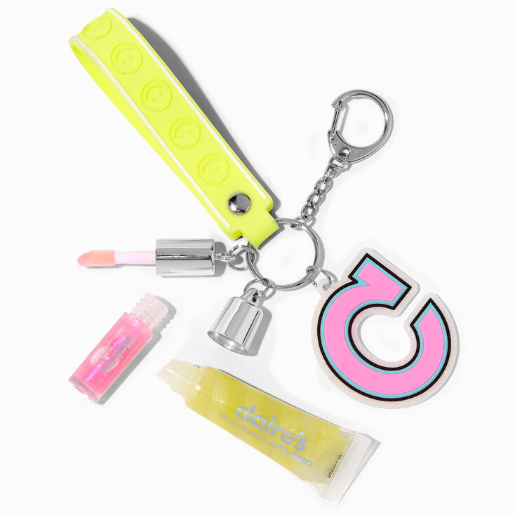 Claire's Initial Varsity Lip Gloss Keychain - C | Yellow