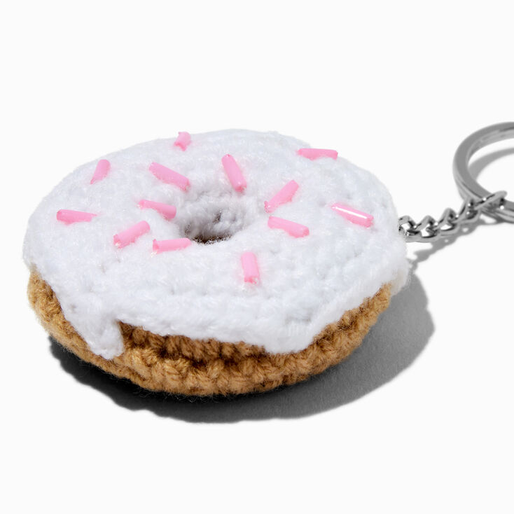 Porte-cl&eacute;s en crochet donut orn&eacute; de paillettes,