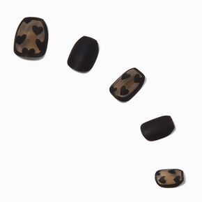 Sheer Black Heart Coffin Press On Vegan Faux Nail Set - 24 Pack,