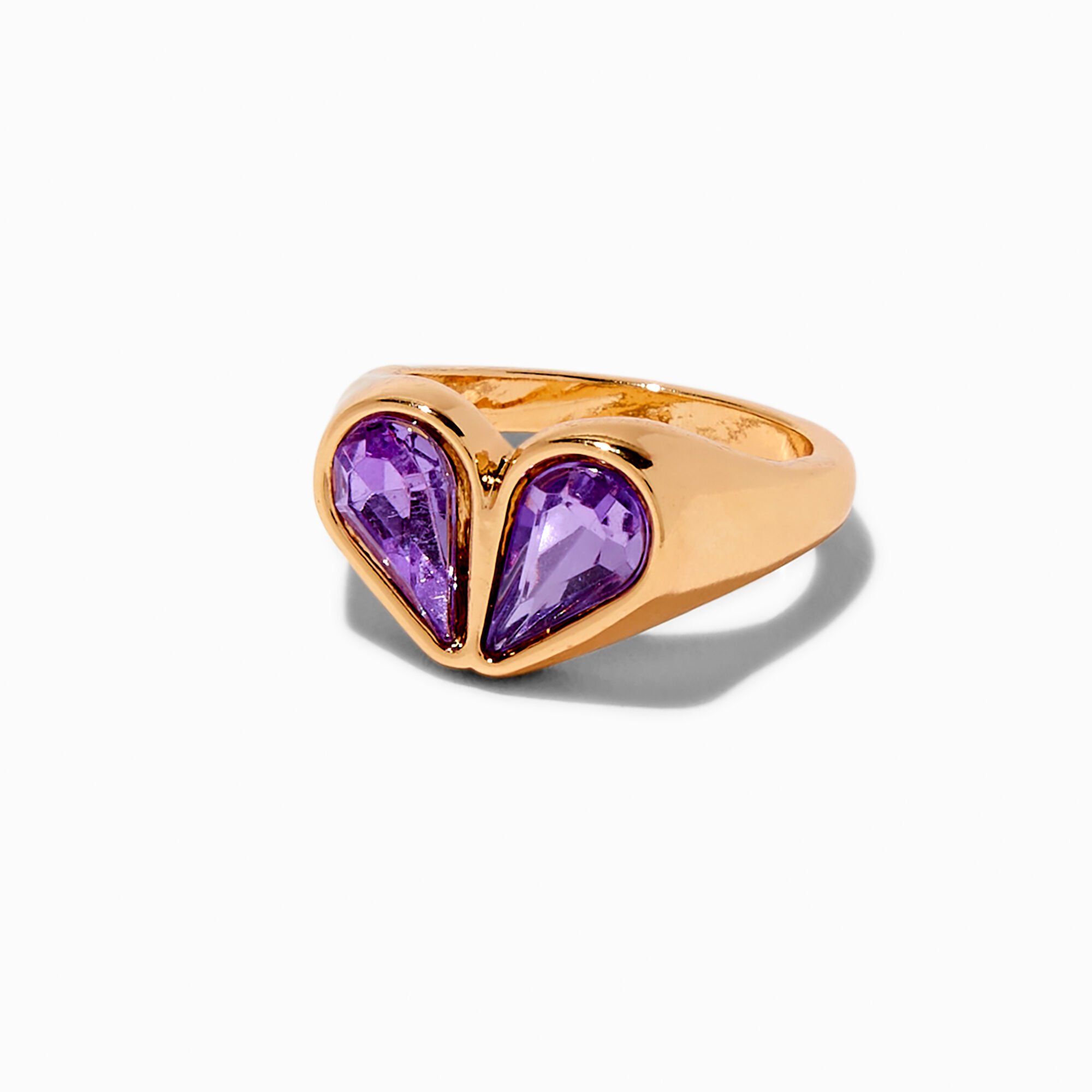 Purple Stone Heart Statement Ring,