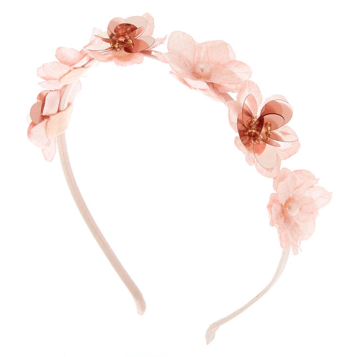 Rose Gold Pearl Flower Headband - Blush,
