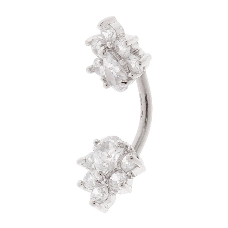 Barre de nombril grappe en strass,