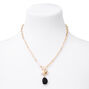 Gold Matte Pearl Pendant Chain Necklace - Black,