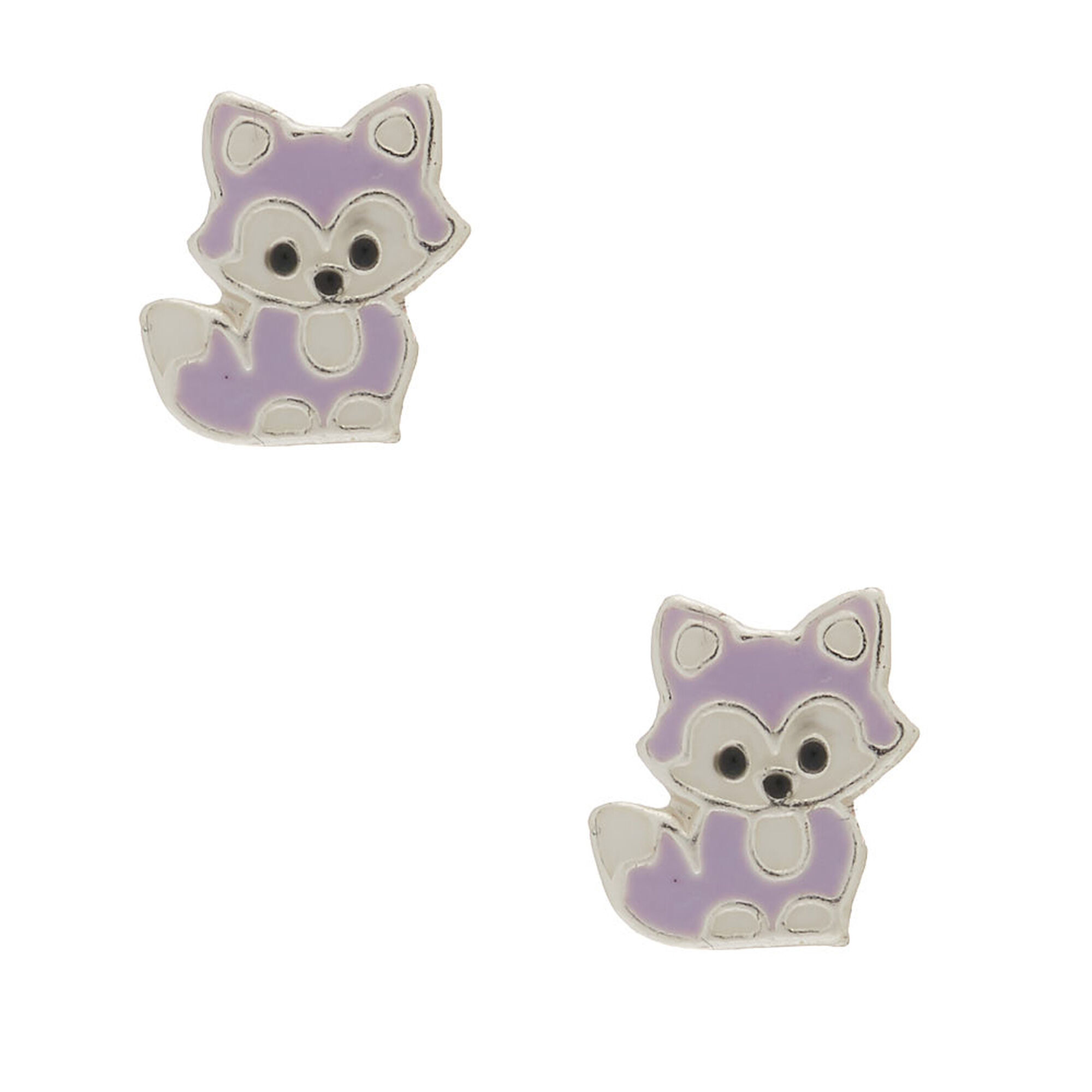 View Claires Fox Stud Earrings Lavender Silver information