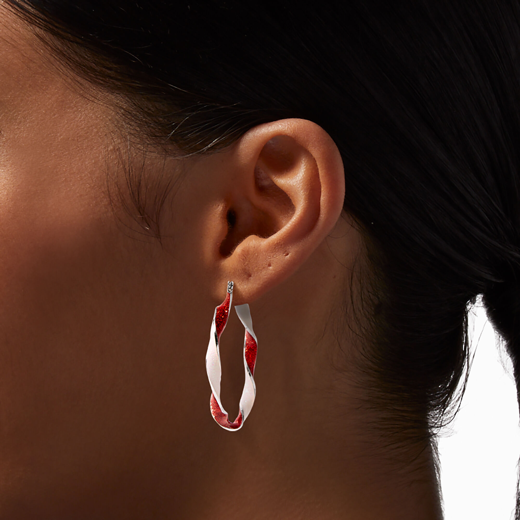 Candy cane shop hoop earrings