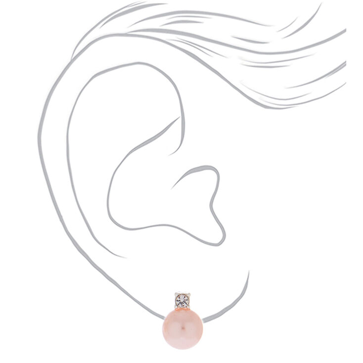 Silver Crystal Pearl Stud Earrings - 6 Pack,
