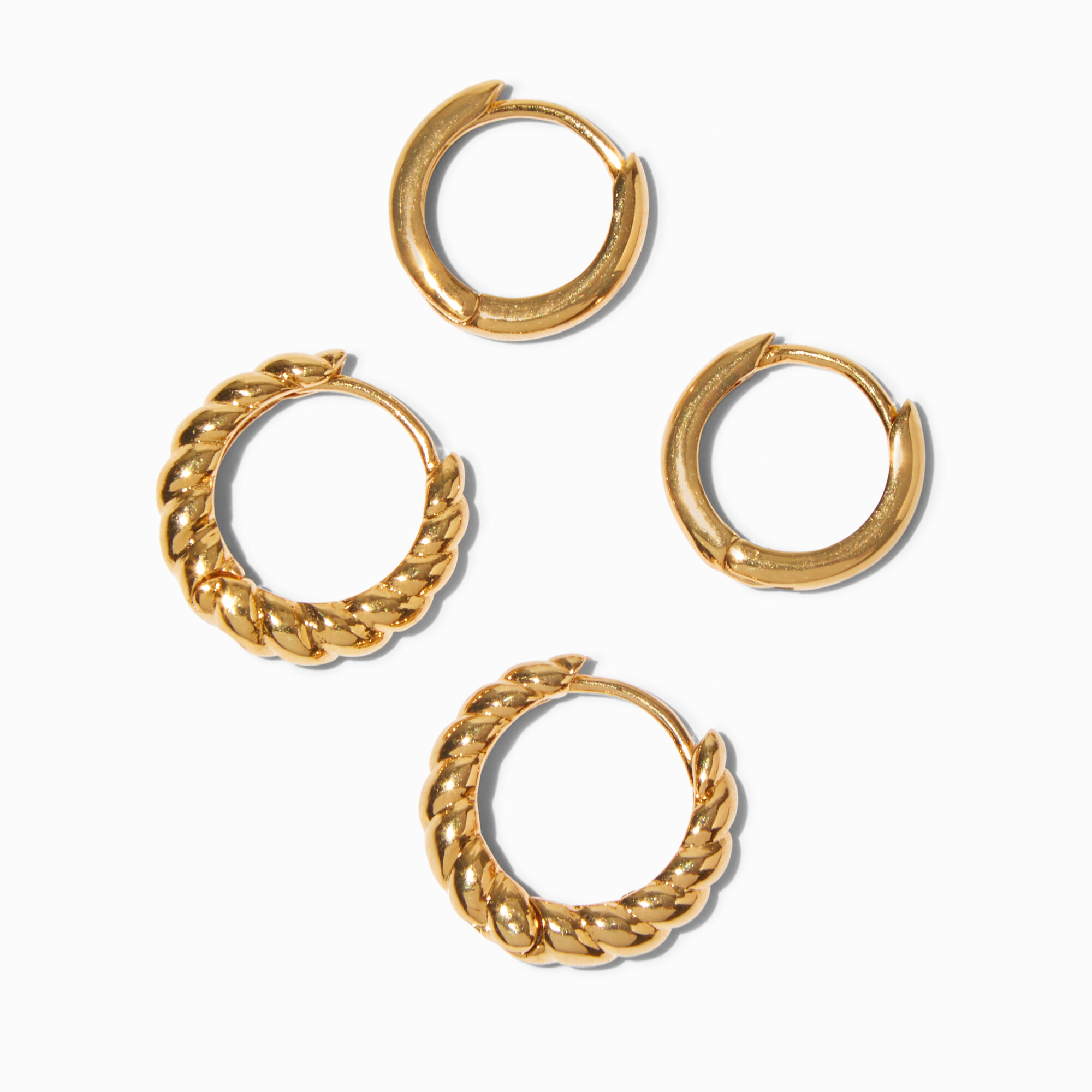 View C Luxe By Claires 18K Gold Plated 8MM 10MM Twisted Hoop Earrings 2 Pack Yellow information